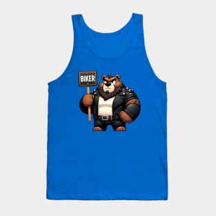 Leather Biker Bear Anthro Furry Art Tank Top